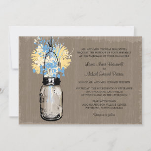 Invitation Rustic Mason Jar et Mariage Fleur sauvage