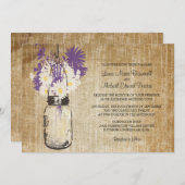 Invitation Rustic Mason Jar et Mariage Fleur sauvage (Devant / Derrière)