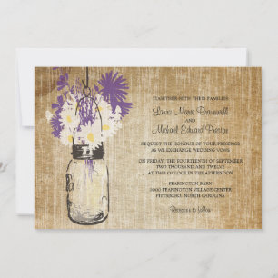 Invitation Rustic Mason Jar et Mariage Fleur sauvage
