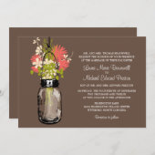 Invitation Rustic Mason Jar et Mariage Fleur sauvage (Devant / Derrière)