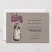 Invitation Rustic Mason Jar et Mariage Fleur sauvage (Devant)