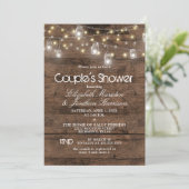 Invitation Rustic Mason Jar et String Lights Couple's Shower (Debout devant)