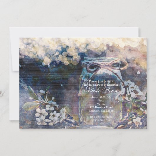 Invitation Rustic Mason Jar & Floral Mariage (Devant)