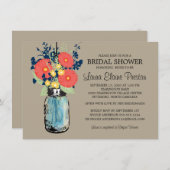 Invitation Rustic Mason Jar Gerber Daisies Fête des mariées (Devant / Derrière)