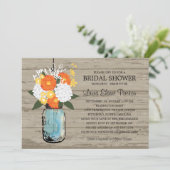 Invitation Rustic Mason Jar Gerber Daisies Fête des mariées (Debout devant)