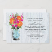 Invitation Rustic Mason Jar & Gerber Daisies Mariage (Devant)