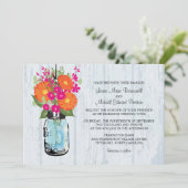 Invitation Rustic Mason Jar & Gerber Daisies Mariage (Debout devant)