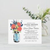 Invitation Rustic Mason Jar Gerbera Daisies Fête des mariées (Debout devant)