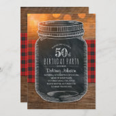 Invitation Rustic Mason Jar Jardin 50e anniversaire (Devant / Derrière)