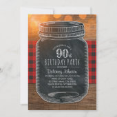 Invitation Rustic Mason Jar Jardin 90e fête d'anniversaire (Devant)