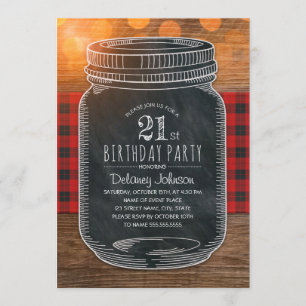 Invitation Rustic Mason Jar Jardin fête du 21e anniversaire