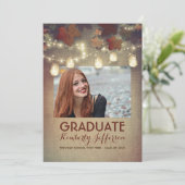 Invitation Rustic Mason Jar Lights Automne Photo Graduation (Debout devant)