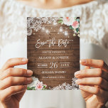 Invitation Rustic Mason Jar Lights Floral Lace Enregistrer la<br><div class="desc">Cette "Rustic Mason Jar Lights Floral Lace Save the Date Card" est une excellente façon d'annoncer votre date mariage à la famille et aux amis! Vous pouvez facilement customiser que c'est le vôtre ! (1) Pour plus de personnalisation, cliquez sur le lien "customiser plus loin" et utilisez notre outil de...</div>