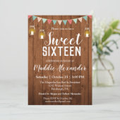 Invitation Rustic Mason Jar Lights Sweet 16 Anniversaire Fête (Debout devant)