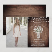 Invitation Rustic Mason Jar Lights Sweet 16 Anniversaire Phot (Devant / Derrière)