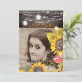 Invitation Rustic Mason Jar Lights tournesol photo Graduation (Debout devant)