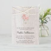 Invitation Rustic Mason Jar Lumières florales Fête des mariée (Debout devant)