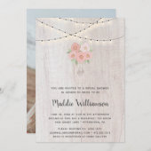 Invitation Rustic Mason Jar Lumières florales Fête des mariée (Devant / Derrière)