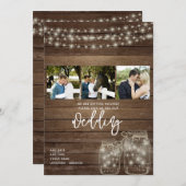 Invitation Rustic Mason Jar Lumières Photo Collage Mariage (Devant / Derrière)