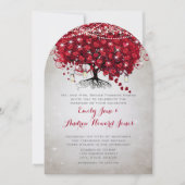 Invitation Rustic Mason Jar Mariage de feuilles de coeur roug (Devant)