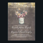 Invitation Rustic Mason Jar Mauve et dîner de répétition d'or<br><div class="desc">Vintage répétition rustique invitation à dîner comprend mauve et doré bocal de mason floral,  chaîne de lumières,  et vieux arrière - plan de grange bois.</div>