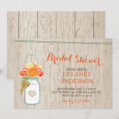 Invitation Rustic Mason Jar Parties scintillant d'automne Fêt (Devant / Derrière)