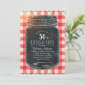 Invitation Rustic Mason Jar Pique-nique 50e fête d'anniversai (Debout devant)