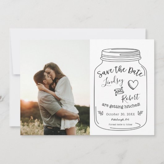 Invitation Rustic Mason Jar Sauvez la date avec la photo (Devant)