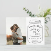 Invitation Rustic Mason Jar Sauvez la date avec la photo (Debout devant)