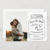 Invitation Rustic Mason Jar Sauvez la date avec la photo (Devant / Derrière)