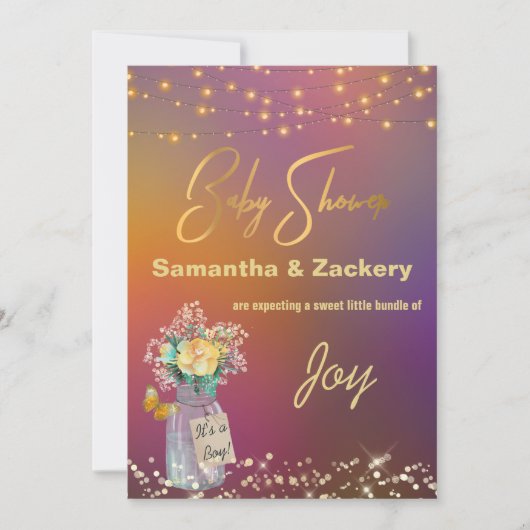 Invitation *~* Rustic Mason Jar String Baby shower (Devant)