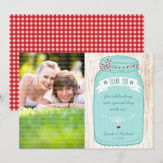 Invitation Rustic Mason Jar sur l'écorce Mariage illustré (Devant / Derrière)