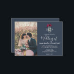 Invitation Rustic Mason jarre marine bleu monogramme photo Ma<br><div class="desc">Élégant faire-part de mariage de bocal en maçon monogrammé avec votre propre photo. Pour un mariage de printemps,  d'été,  d'automne ou d'hiver. Vous pouvez facilement ajouter votre propre photo pour la rendre très personnelle et unique,  et ajouter votre propre texte.</div>
