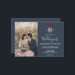 Invitation Rustic Mason jarre marine bleu monogramme photo Ma<br><div class="desc">Élégant faire-part de mariage de bocal en maçon monogrammé avec votre propre photo. Pour un mariage de printemps,  d'été,  d'automne ou d'hiver. Vous pouvez facilement ajouter votre propre photo pour la rendre très personnelle et unique,  et ajouter votre propre texte.</div>