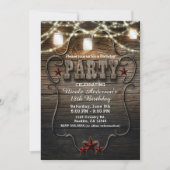 Invitation Rustic Mason Jarres, Lumières & Bois Fête d'annive (Devant)