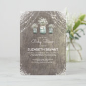 Invitation Rustic Mason Jars Baby shower mignon de respiratio (Debout devant)
