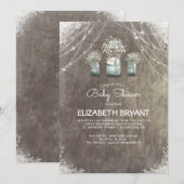 Invitation Rustic Mason Jars Baby shower mignon de respiratio (Devant / Derrière)