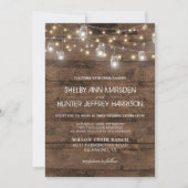Invitation Rustic Mason Jars Éclairage à cordes Mariage photo (Devant)