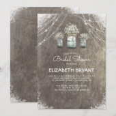 Invitation Rustic Mason Jars Fête des mariées du souffle du b (Devant / Derrière)