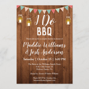 Invitation Rustic Mason Jars Lumières I Do BBQ Couples Douche