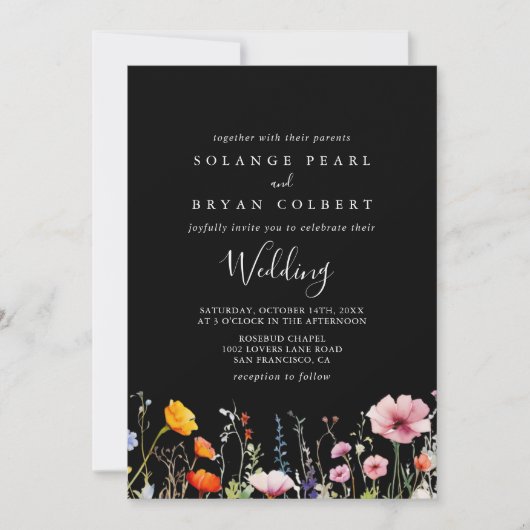 Invitation Rustic Meadow Botanical Front & Back Wedding (Devant)