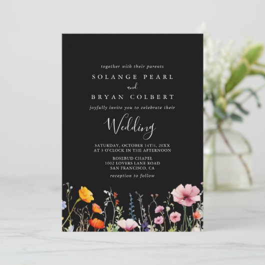Invitation Rustic Meadow Botanical Front & Back Wedding (Debout devant)