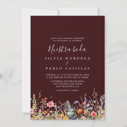 Invitation Rustic Meadow Botanical Nuestra Boda Wedding (Devant)