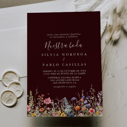 Invitation Rustic Meadow Botanical Nuestra Boda Wedding