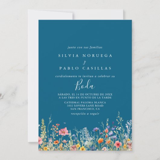 Invitation Rustic Meadow Botanical Spanish Wedding (Devant)