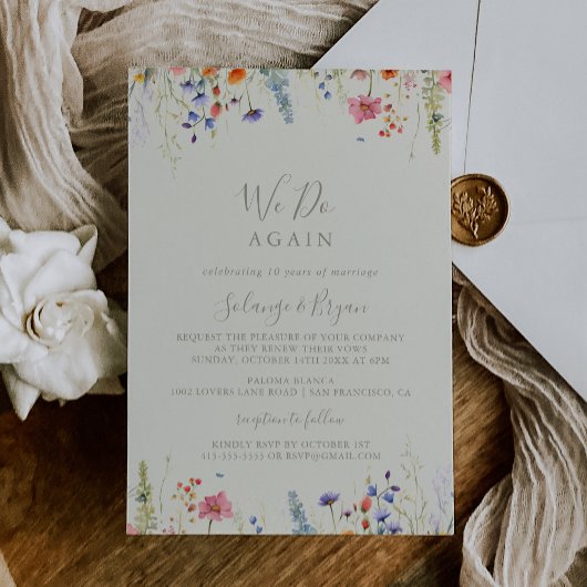 Invitation Rustic Meadow Botanical We Do Again Vow Renewal
