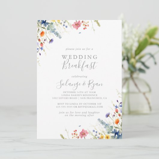 Invitation Rustic Meadow Botanical Wedding Breakfast (Debout devant)