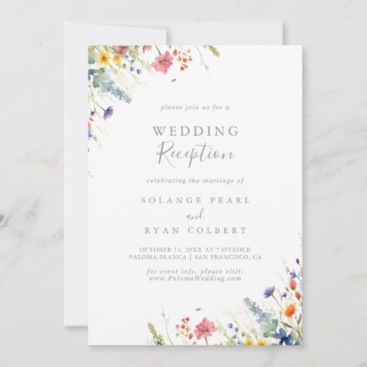 Invitation Rustic Meadow Botanical Wedding Reception (Devant)