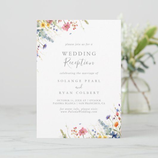Invitation Rustic Meadow Botanical Wedding Reception (Debout devant)