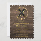 Invitation Rustic Met Gold Heart Monogramme Famille Baby show (Devant)